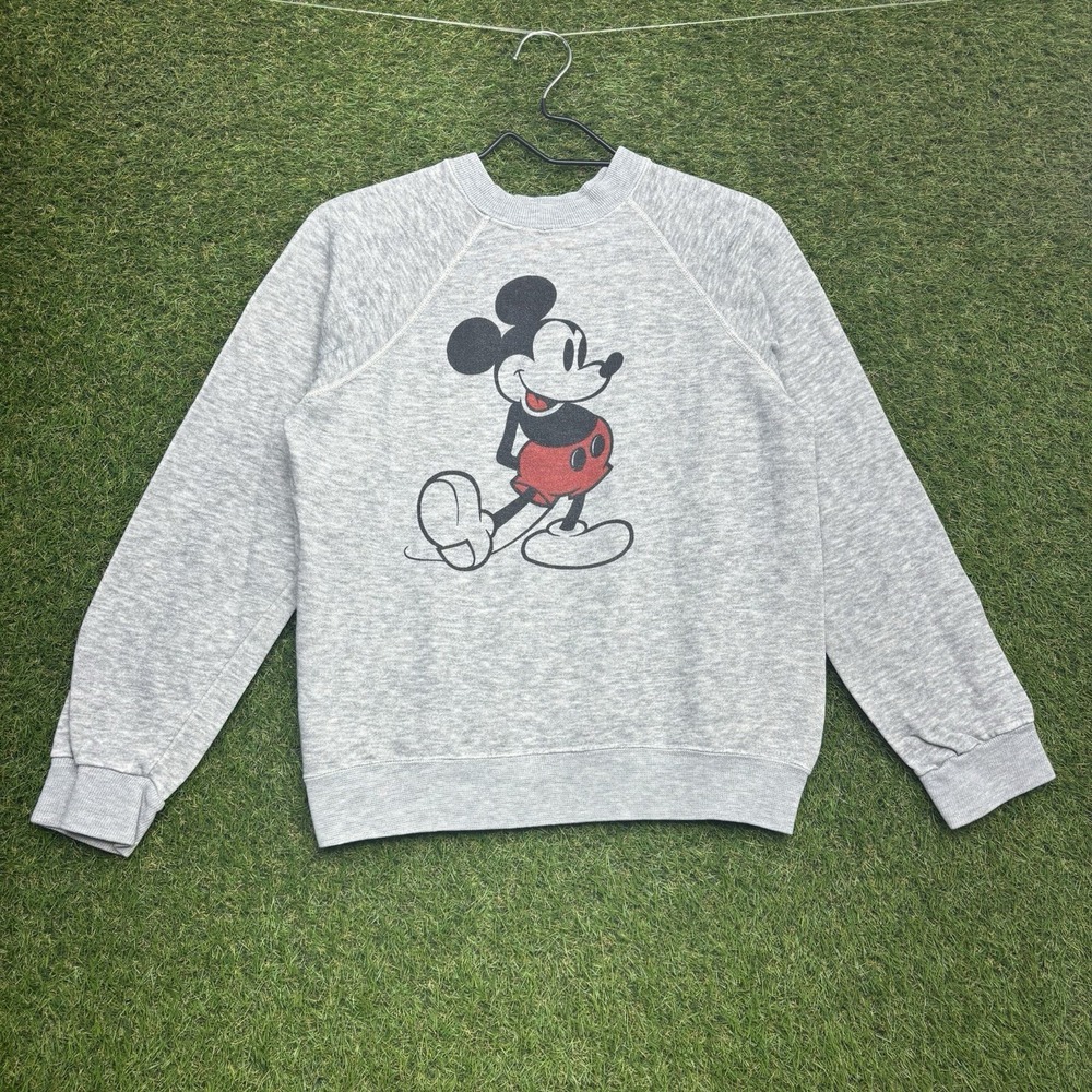Vintage Disney Mickey Mouse Sweatshirt Womens Medium Crewneck Raglan 90s